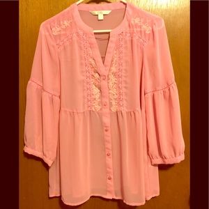 Gorgeous NWOT pale pink sheer blouse